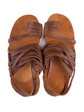 MAISON MARGIELA Brown Leather Gladiator Strap Flat Sandals Sz EU 37.5